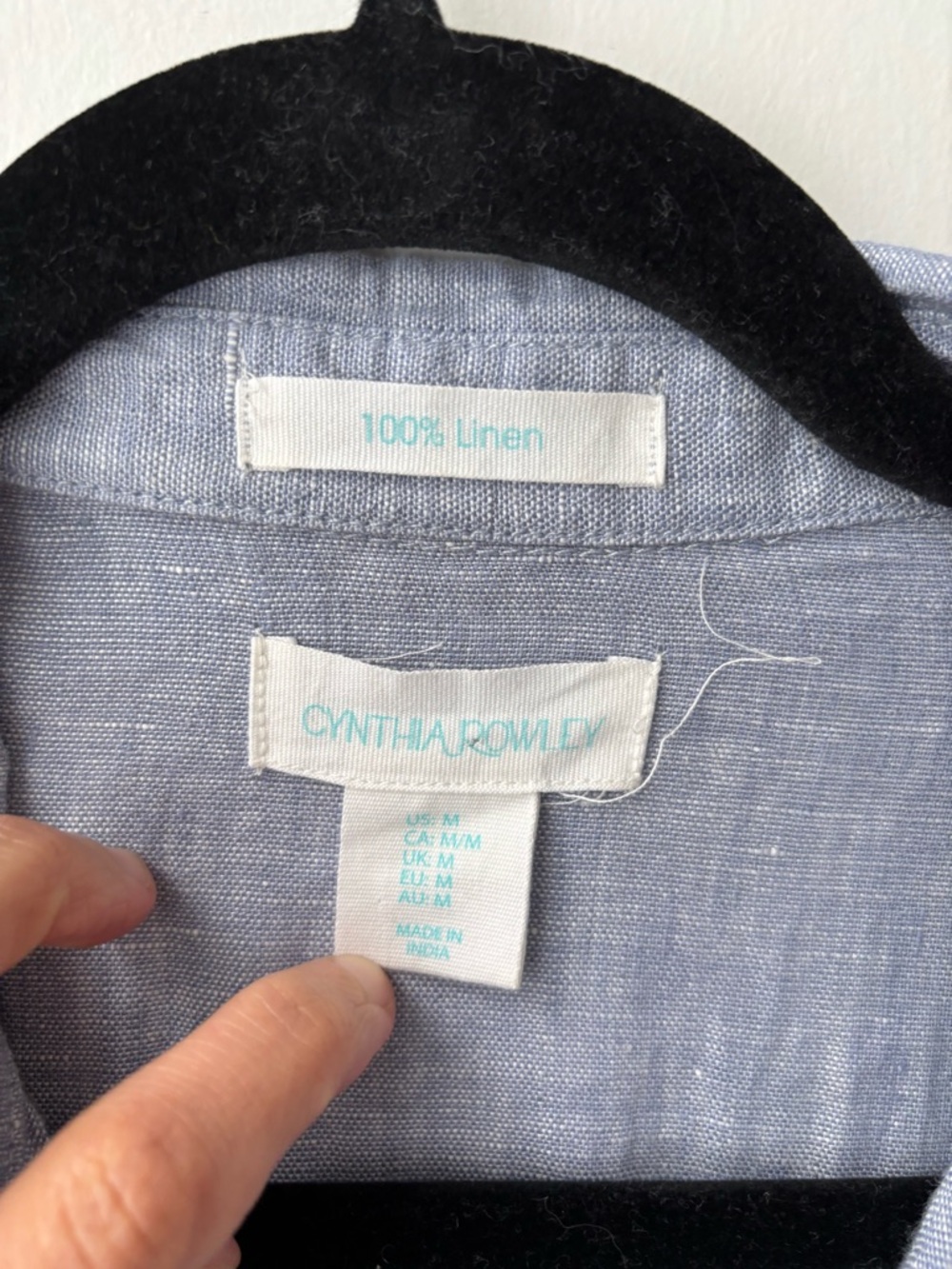 Cynthia Rowley 100% Linen Blue Shirt Dress Tie Waist Tiered Size M - Picture 3 of 10